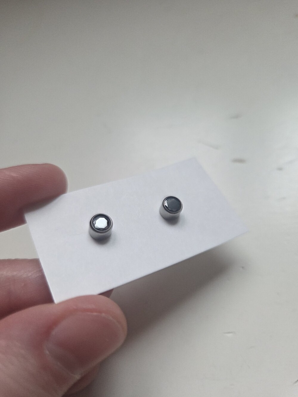Black Round Stud Earrings